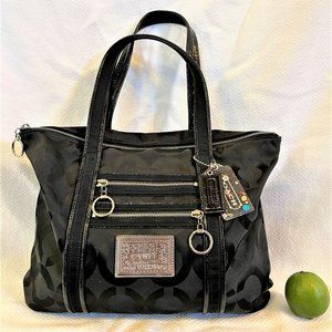 Black Coach Poppy Shoulder Bag with Monogram